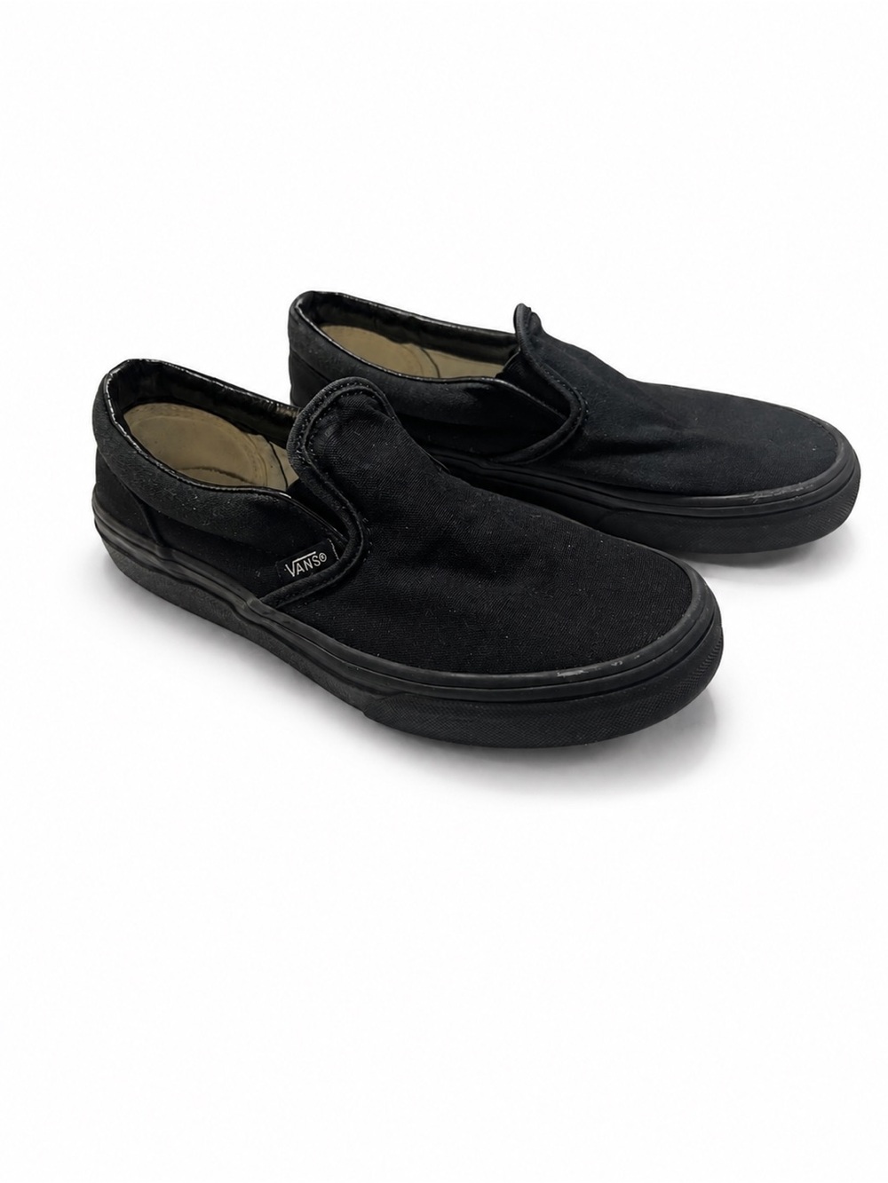 Boys Vans Classic Slip-On Black Canvas Shoes Size 3